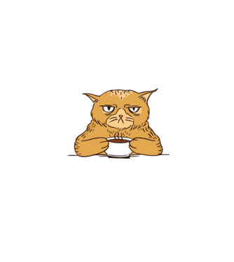 Grumpy Cat - Pisică supărată cu cafea model turcoaz pe tricou