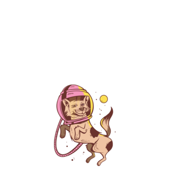Câine Astronaut model negru pe tricou