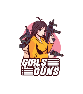 Anime fată cu armă model alb pe tricou