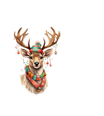 Festive Reindeer model alb pe tricou