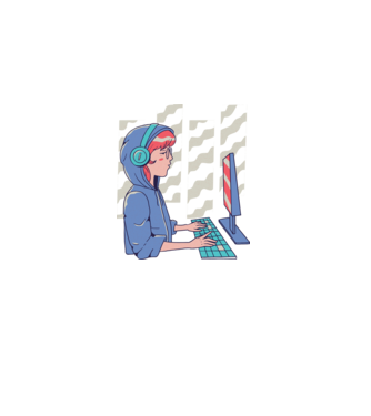 Anime Programator fată model albastru închis pe tricou