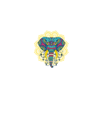 Elefant Mandala Colorat model albastru jeanși pe tricou