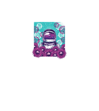 Floral Astronaut model negru pe tricou
