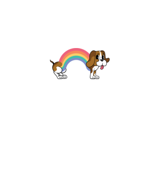 Beagle curcubeu model alb pe tricou
