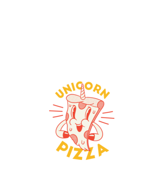 Unicorn Pizza model albastru închis pe tricou