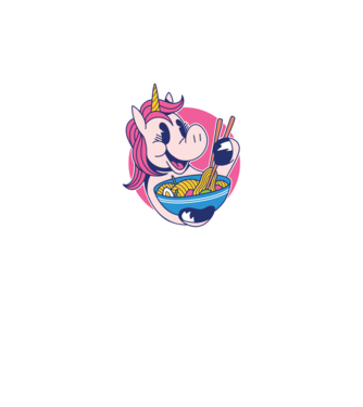Unicorn Ramen model negru pe tricou