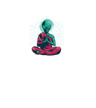 Meditație Alien model negru pe tricou