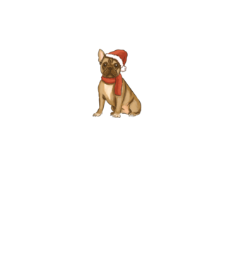 Bulldog francez de Crăciun model alb pe tricou