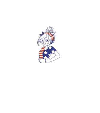 fată Americană Anime model alb pe tricou