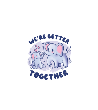 'We''re Better Together Elephant' model alb pe tricou