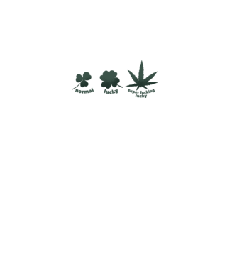 Super F*cking Lucky Cannabis model alb pe tricou