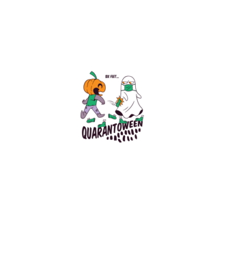 Quarantoween model alb pe tricou