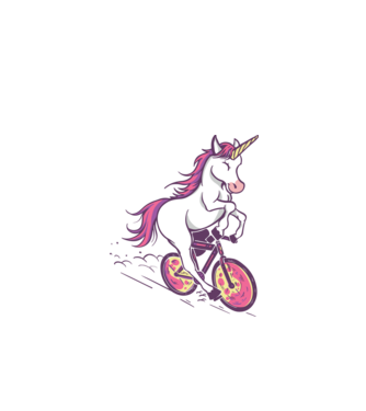 unicorn cu bicicletă model alb pe tricou