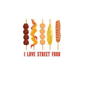 I Love Street Food model turcoaz pe tricou