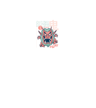 Oni Yokai Anime model negru pe tricou