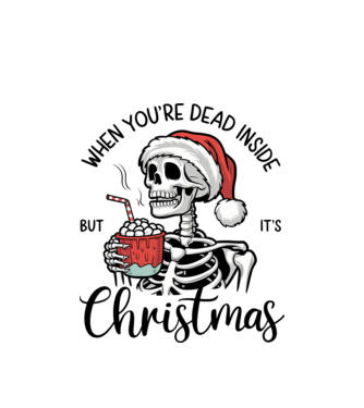 Dead inside, but it's christmas Alb model alb pe tricou