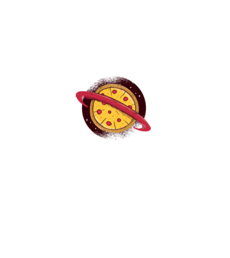 Pizza Planetă model albastru deschis pe tricou