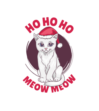 Ho Ho Ho Ho Ho Ho Ho Meow Meow Crăciun cu pisică model alb pe tricou