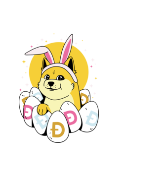 Dogecoin Paște model alb pe tricou