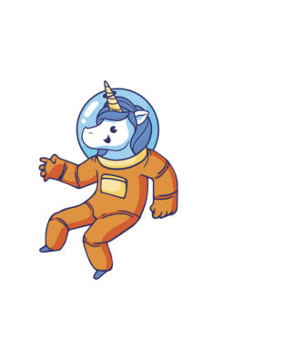 Unicorn Astronaut model alb pe tricou