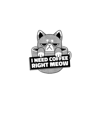 I need Coffee Right Meow model albastru deschis pe tricou