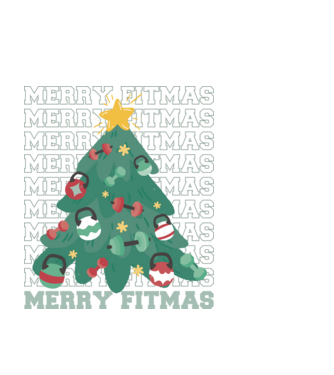 Merry Fitmas Fitmas Pom de Crăciun Fitness model negru pe tricou