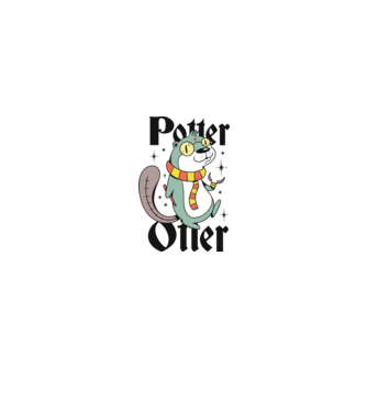 Potter Otter Vidra model alb pe tricou