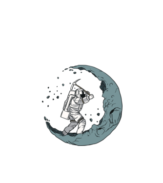 Astronaut pe Lună model negru pe tricou