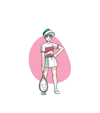 Anime Jucător de tenis fată model alb pe tricou