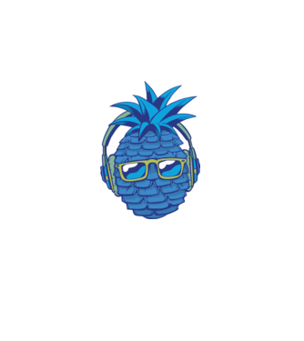 Ananas albastru cu căști model gri pe tricou