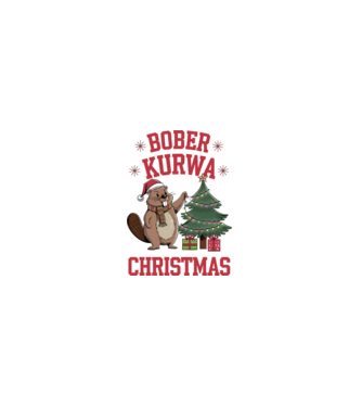 Bober Kurwa Christmas 3 model alb pe tricou