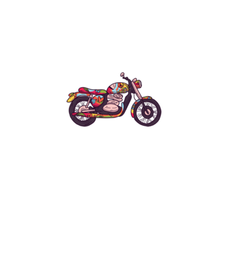 Motociclist Hippi model negru pe tricou