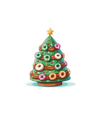 Doughnut pom de Crăciun model alb pe tricou