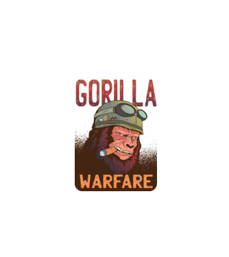 Gorilla Warfare model alb pe tricou