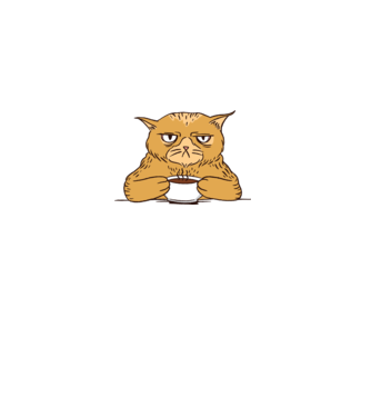 Grumpy Cat - Pisică supărată cu cafea model albastru deschis pe tricou