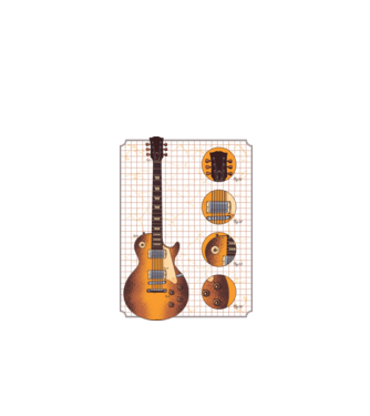 Gibson Chitară desen gold model alb pe tricou