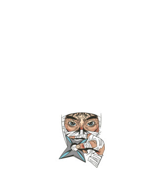 Cap de ninja model negru pe tricou