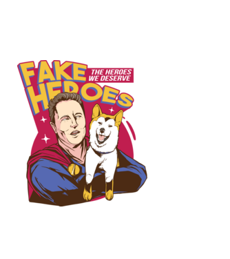 Fake Hero Elon Musk model alb pe tricou