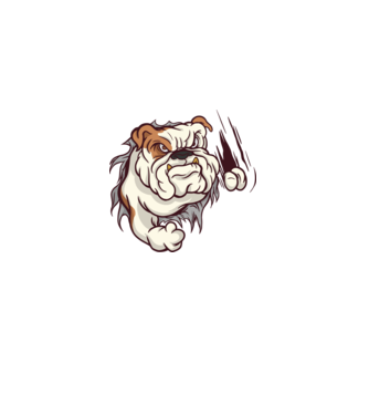 Bulldog model alb pe tricou