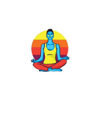 Yoga Meditație Retro model albastru închis pe tricou