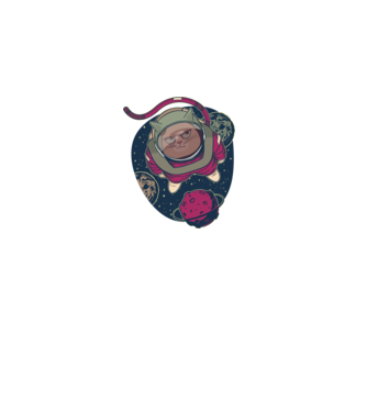 Pisică Astronaut model negru pe tricou