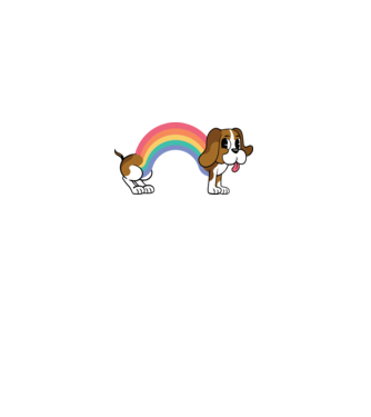 Beagle curcubeu model alb pe tricou