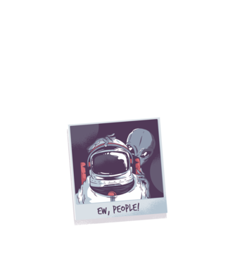 Ew, Oameni - Astronaut cu extraterestru model negru pe tricou