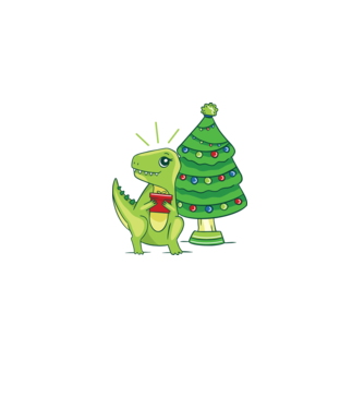 T-rex de Crăciun model alb pe tricou