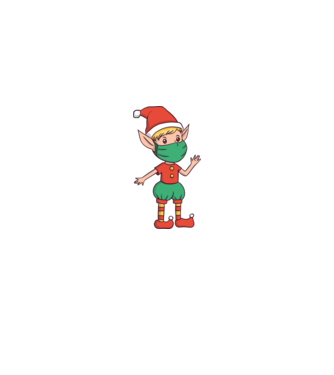 Elf cu mască model alb pe tricou