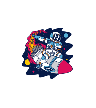 Astronaut DAB model alb pe tricou
