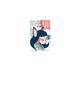 Kitsune Yokai Anime model alb pe tricou
