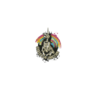 Schelet unicorn model gri pe tricou