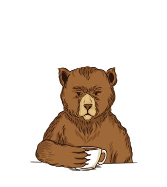 Urs cu cafea model verde de măr pe tricou