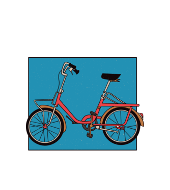 Bicicletă Camping model alb pe tricou